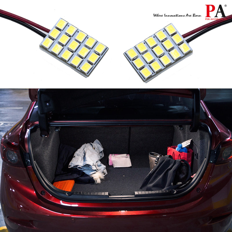 HYUGA LED Panel Board Lamps 15SMD 2835 12V 5W T10 168 194 Ba9s Festoon 28mm to 42mm for Interior, Reading, Dome, Map, Trunk, License Plate Lights (White, pack of 2)