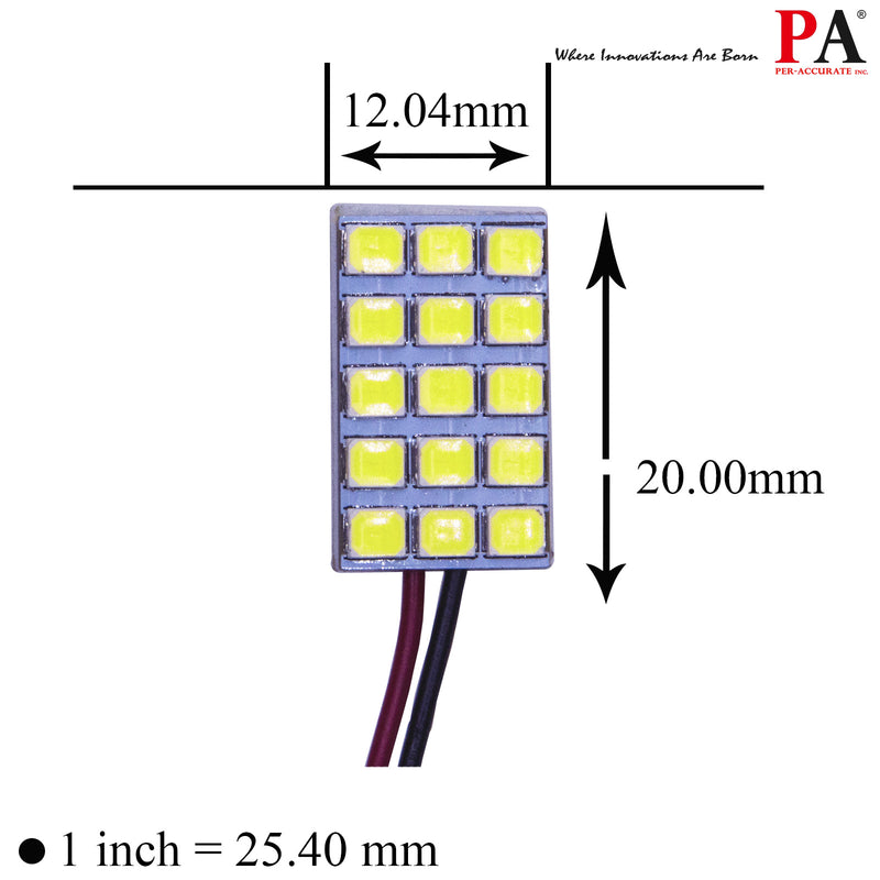 HYUGA LED Panel Board Lamps 15SMD 2835 12V 5W T10 168 194 Ba9s Festoon 28mm to 42mm for Interior, Reading, Dome, Map, Trunk, License Plate Lights (White, pack of 2)