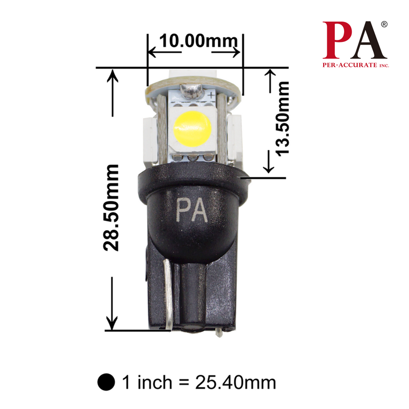 Auto T10 194 168 5SMD 5050 LED Light Bulb 12V Current Fixed for Interior Map Dome Instrument Panel Trunk Backup License Plate Lamp (With Polarity) PA LED BULB - HYUGA
