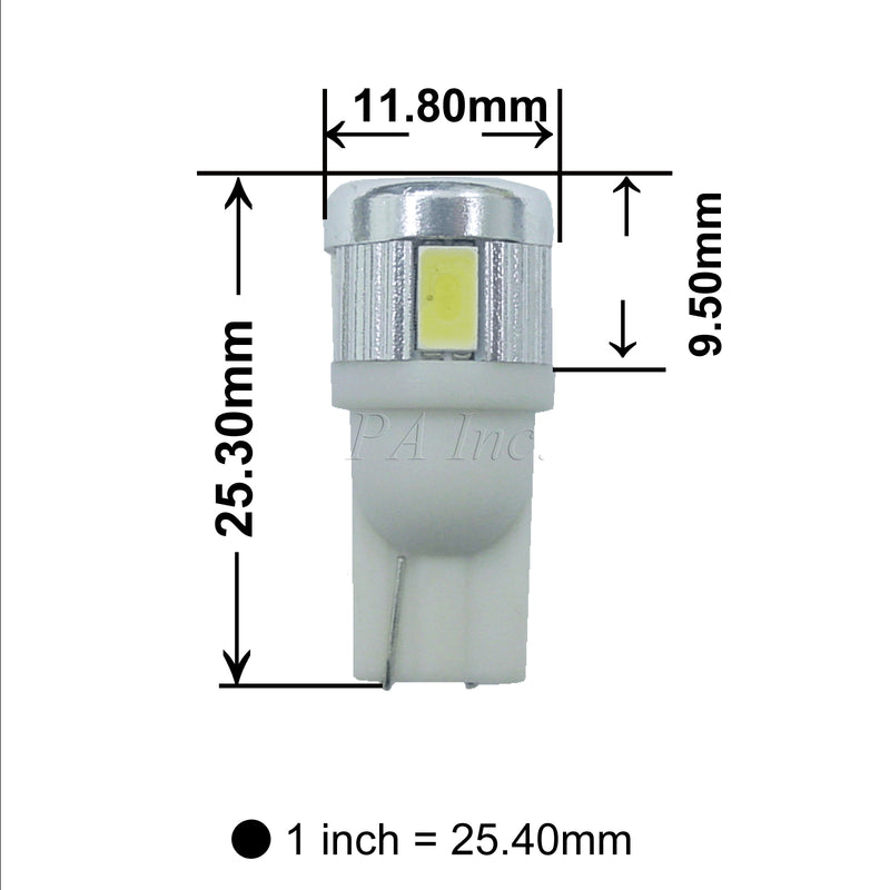 T10 6SMD 5630 LED Automotive White 6000K Bulb for DRL License Light Front Light Bulb Per-Accurate Incorporation