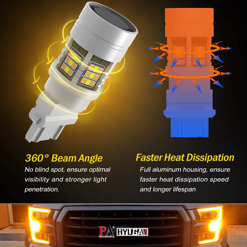 Fit For 1999 Ford Mustang 3157 custom LED Front Turn Signal Light Anti Hyper Flash CANBUS Error Free Switchback Dual Color Bulb White Amber | G54 Series HYUGA (Pack of 2) PA LED BULB - HYUGA
