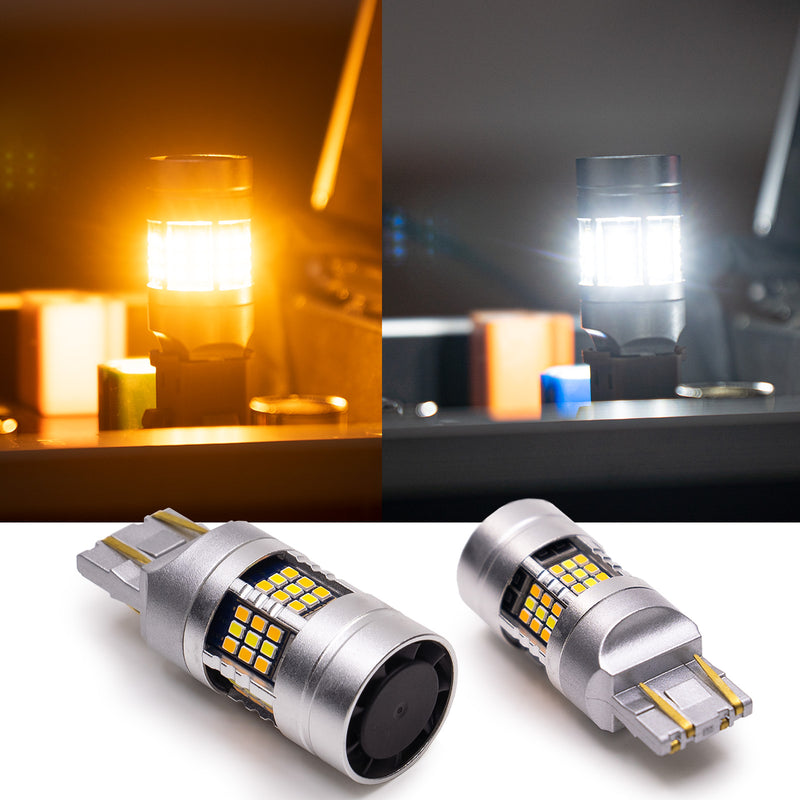 7443 7444 T20 LED Turn Signal Light Anti Hyper Flash CANBUS Error Free Switchback Dual Color Bulb White Amber | G54 Series HYUGA (Pack of 2) PA LED BULB - HYUGA