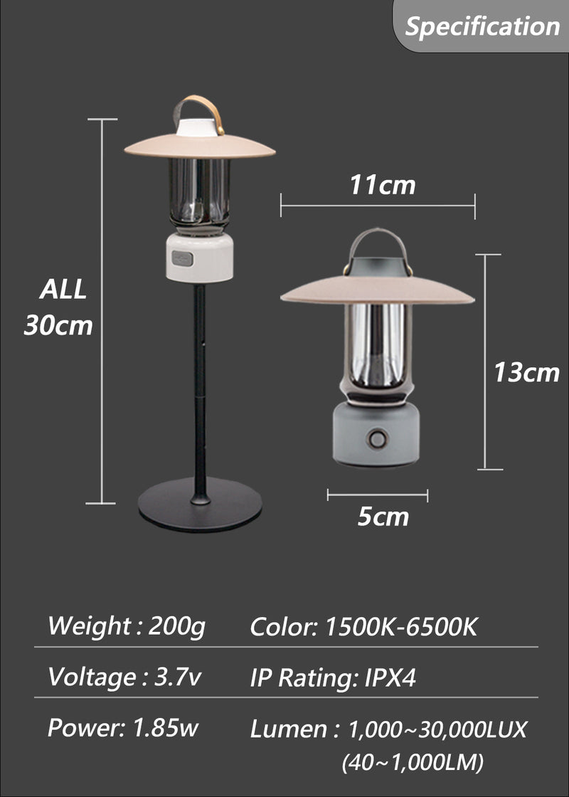 1pc LED Camping Light Lantern Lamp Flashlight for Indoor Outdoor Home  Emergency Light Power Outages Hiking Fishing Hurricane, 3 Colors, Dimmable,  with Hanging Cord