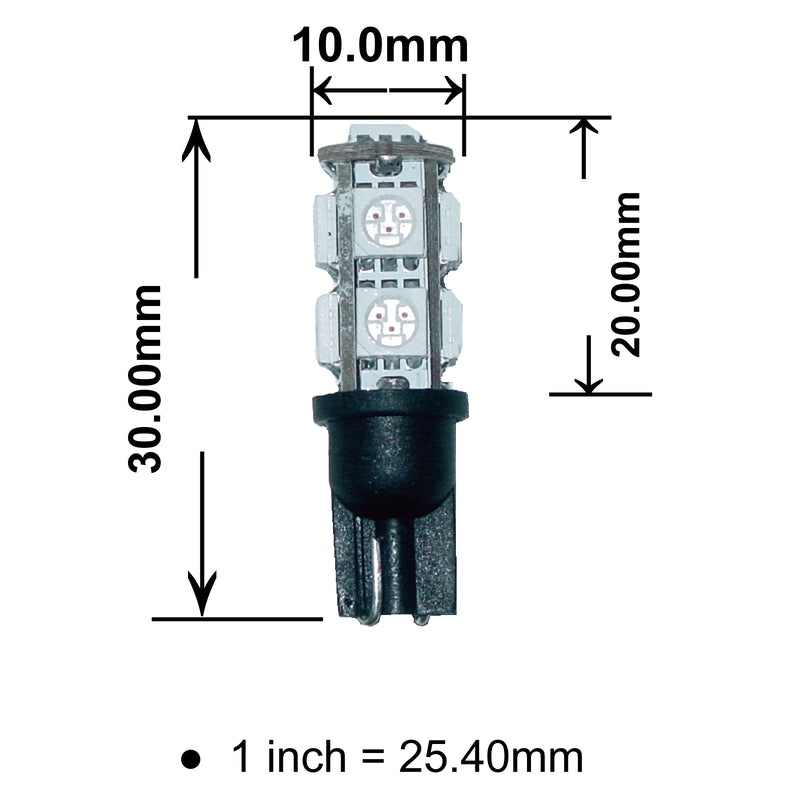 T10 168 194 9SMD LED Daytime Running DRL License Parking Light Bulb 12V White 6000K With Polarity (pack of 10pcs) HYUGA LED BULB