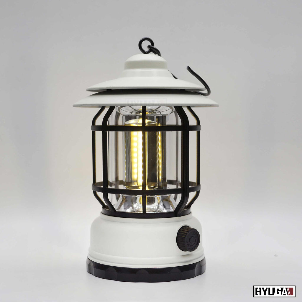 Rechargeable Vintage Hurricane Lantern, Warm White Battery Operated Lantern  with Dimmable Switch, 15 LEDs Metal Hanging Lantern for Indoor or Outdoor