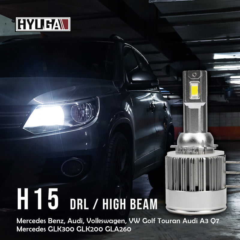 VW GOLF MK6 H7 H15 LED HEADLIGHT BULBS PACKAGE DRL HIGH BEAM FLASH SIDE  LIGHTS
